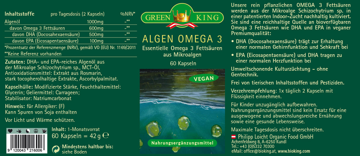 Algen Omega 3, 60 Kapseln
