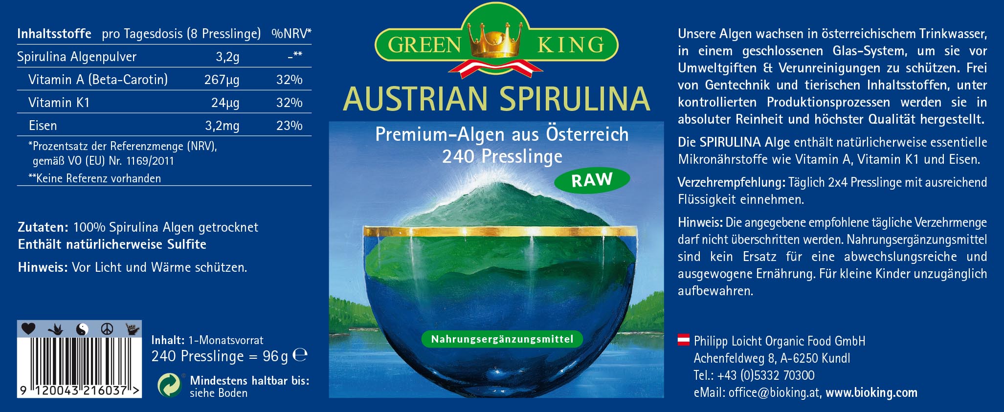 Austrian Spirulina, 240 Presslinge
