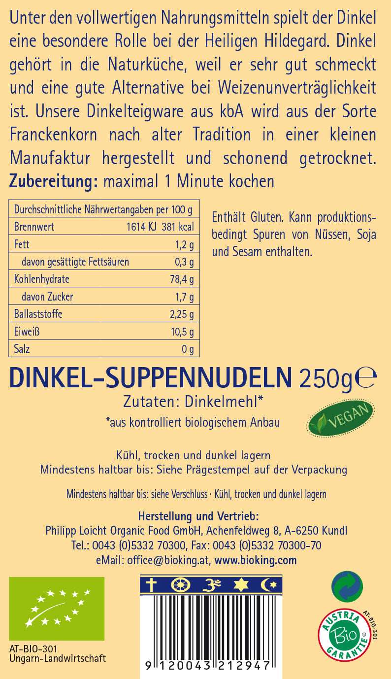 Bio Dinkel-Suppennudeln
