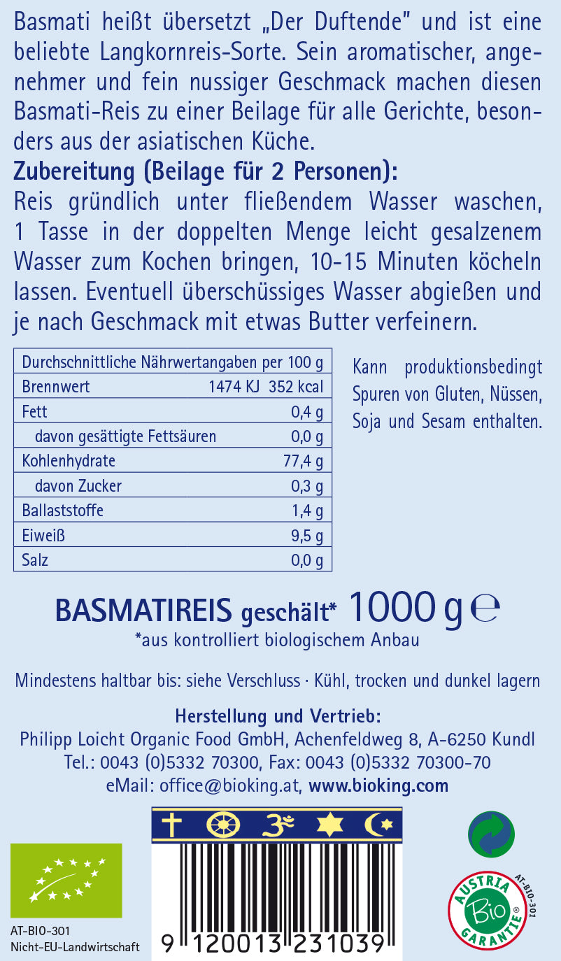 Bio Basmatireis, geschält