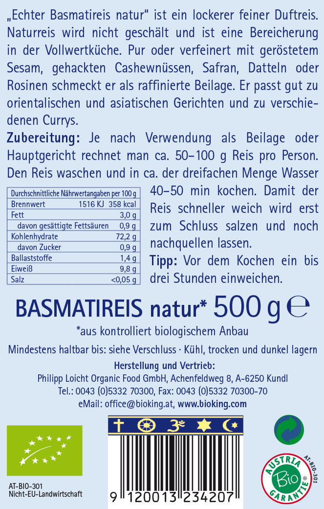 Bio Basmatireis, ungeschält