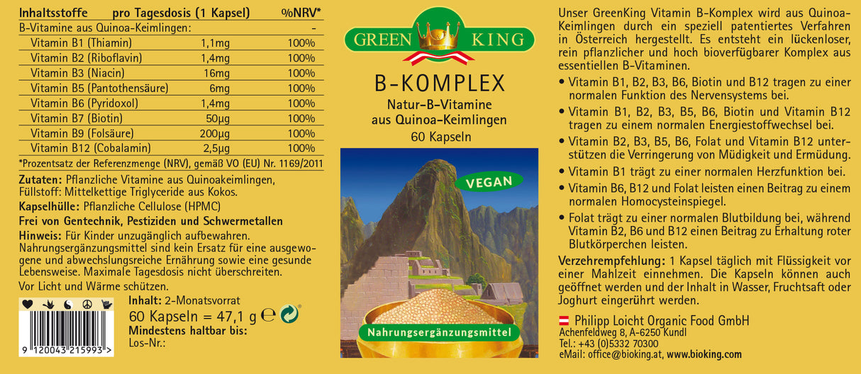 Natürlicher Vitamin B-Komplex, 60 Kapseln