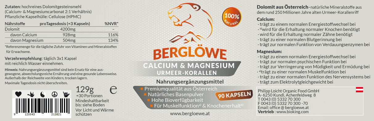 Calcium & Magnesium Kapseln , aus Urmeer-Korallen