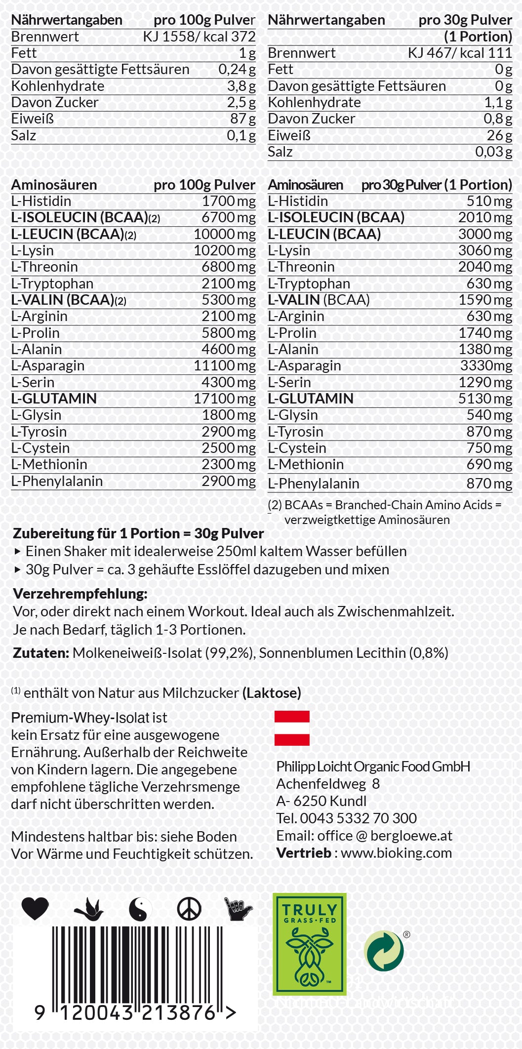 Premium Whey-Protein-Isolat, natur
