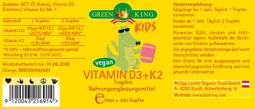Vitamin D3+K2 für Kinder