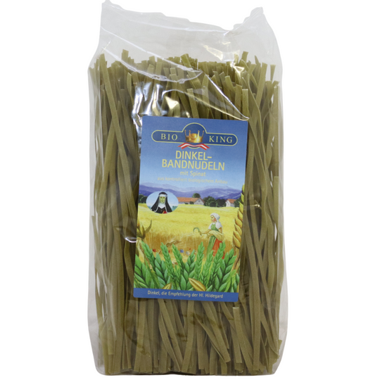Bio DINKEL-BANDNUDELN, mit Spinat