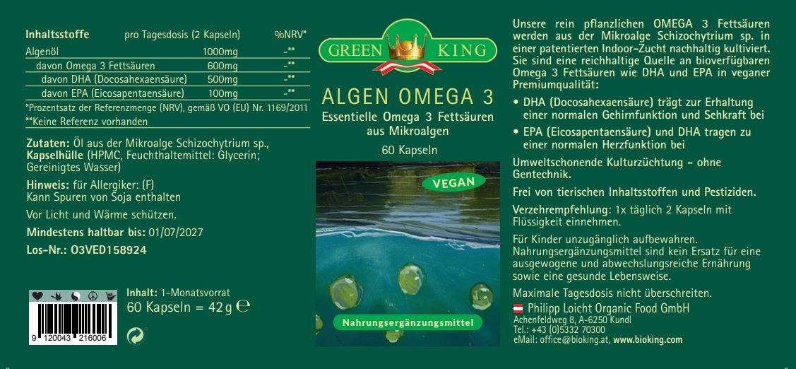 Algen Omega 3, 60 Kapseln