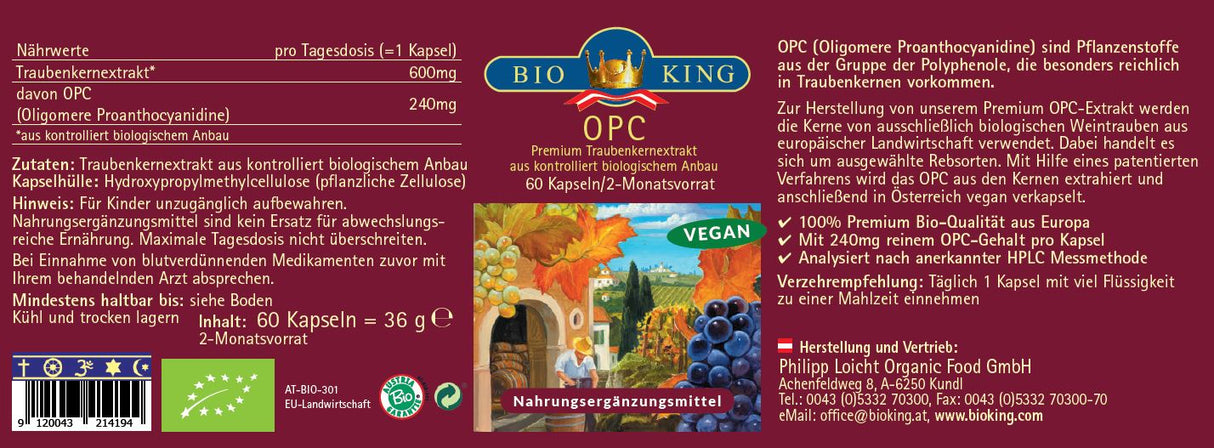 Bio OPC Traubenkernextrakt, 60 Kapseln