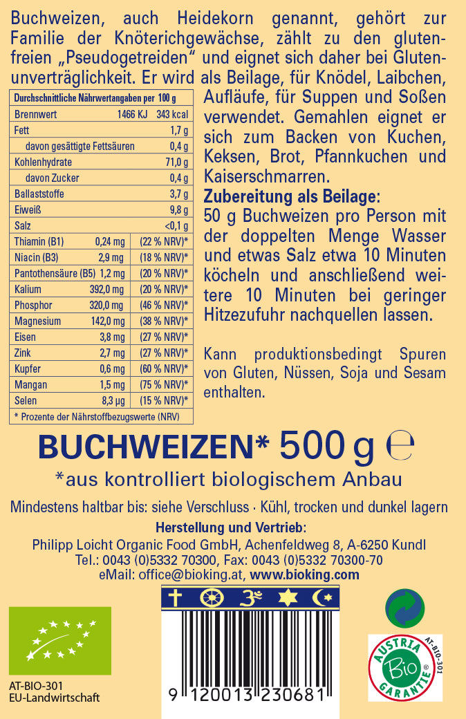 Bio Buchweizen, ganz
