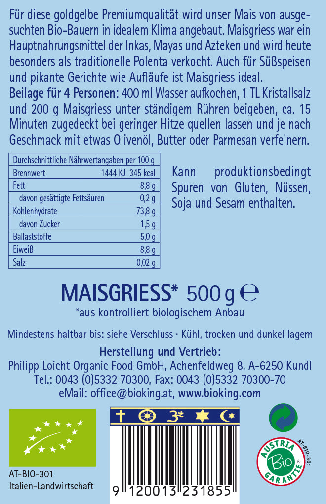 Bio Maisgrieß, Polenta