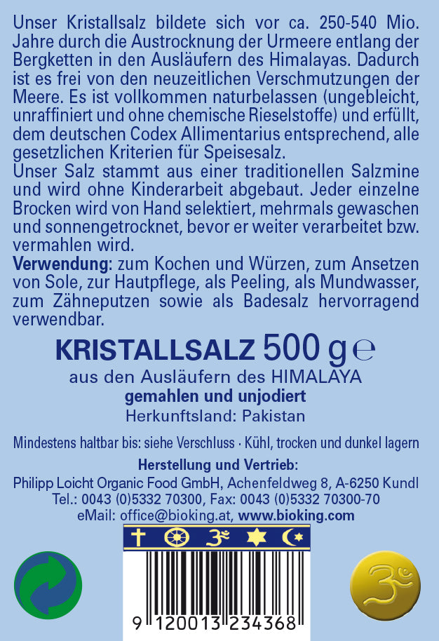 Kristallsalz aus den Ausläufern des Himalaya, fein gemahlen