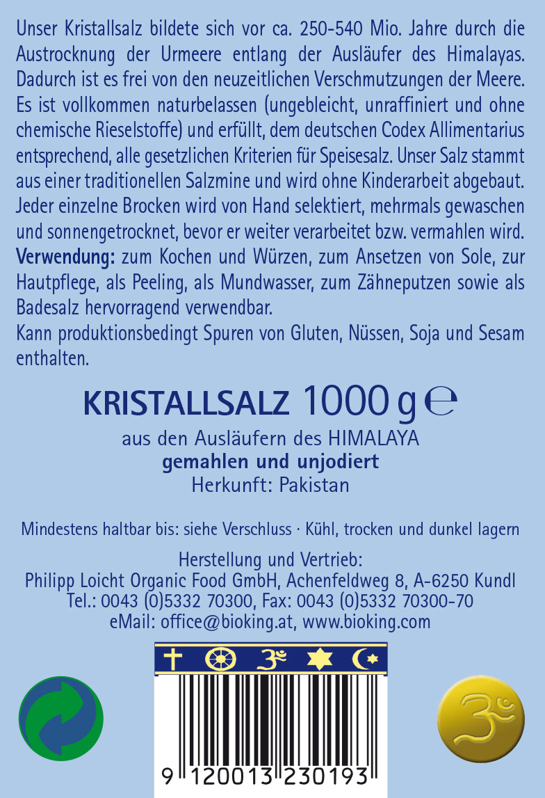 Kristallsalz aus den Ausläufern des Himalaya, fein gemahlen