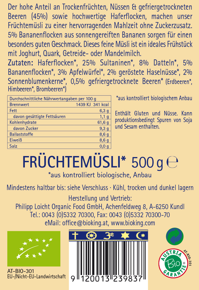 Bio FRÜCHTEMÜSLI mit Beeren