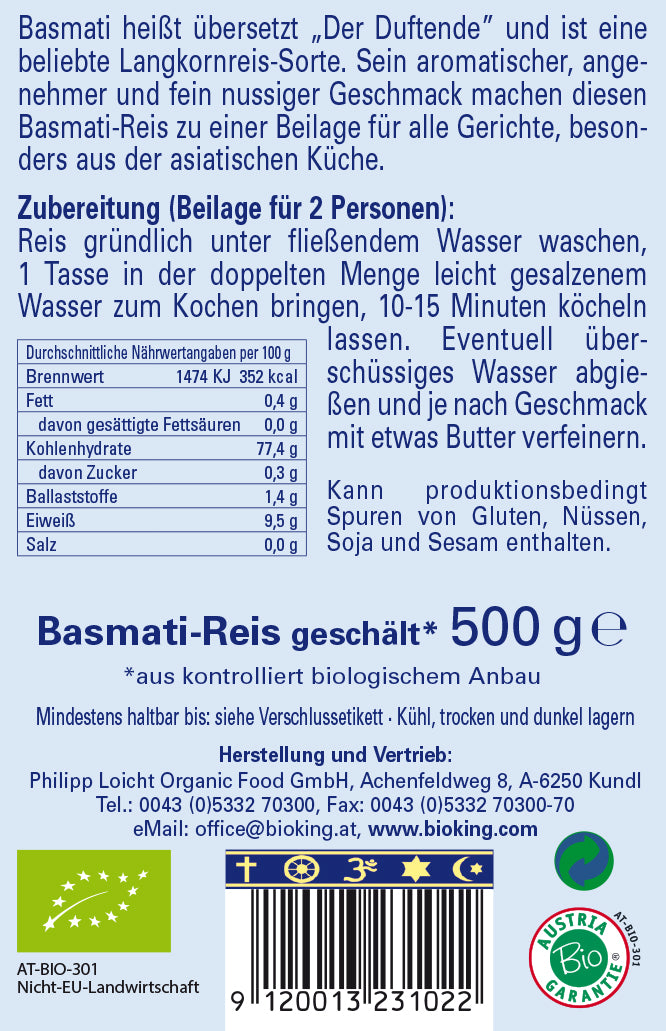 Bio Basmatireis, geschält