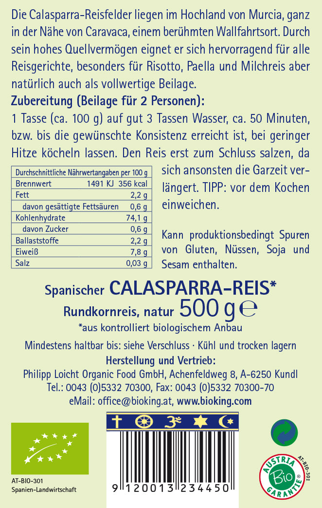 Bio CALASPARRA-REIS, Rundkornreis