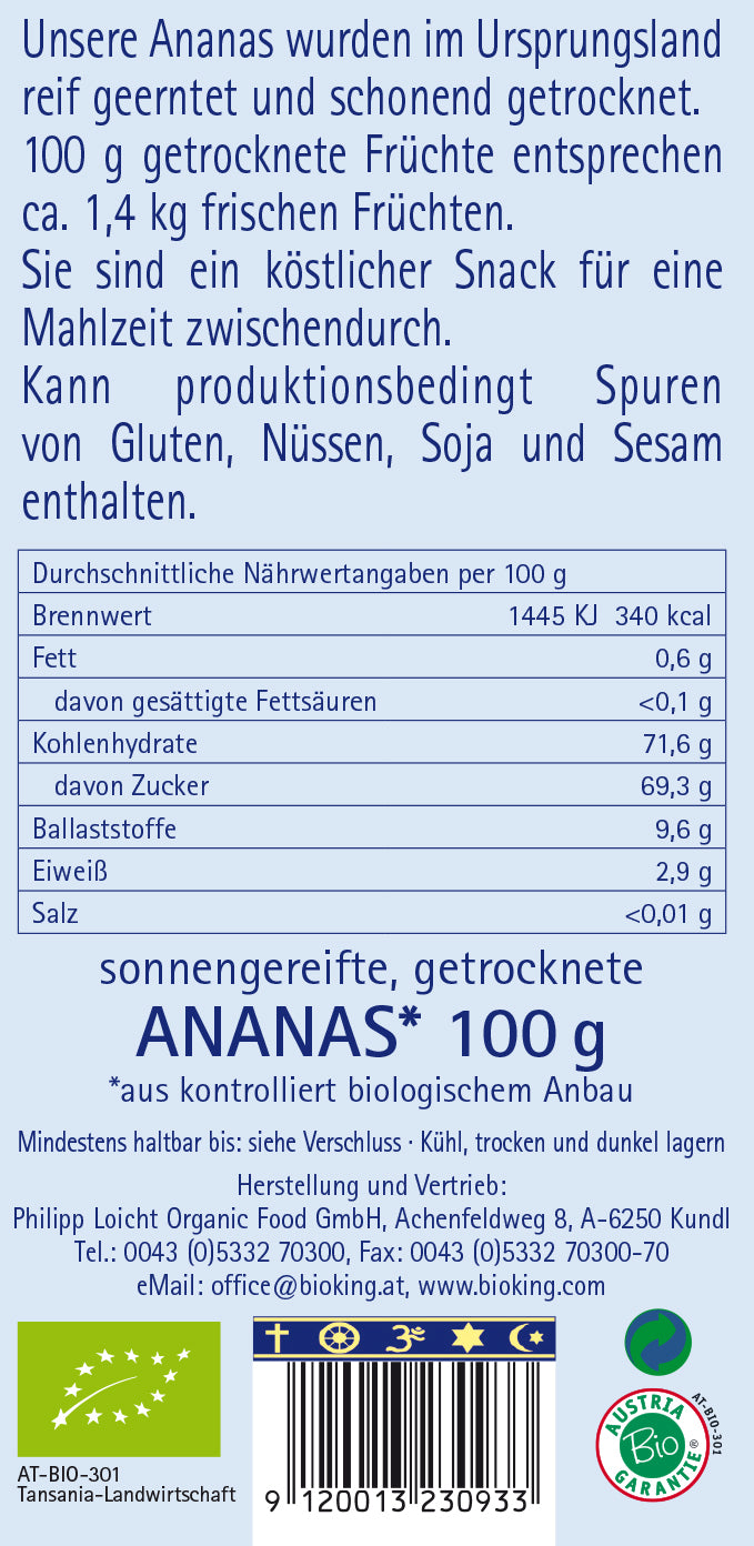 Bio Ananas, getrocknet
