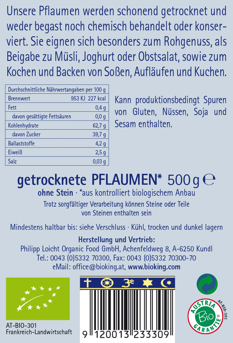Bio Pflaumen, getrocknet