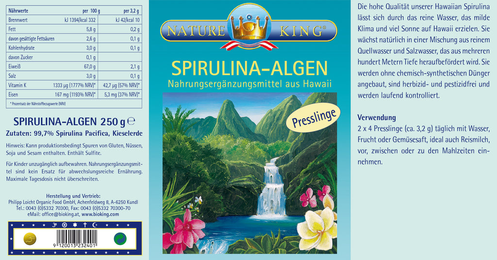 SPIRULINAAlgen aus Hawaii, Presslinge BioKing