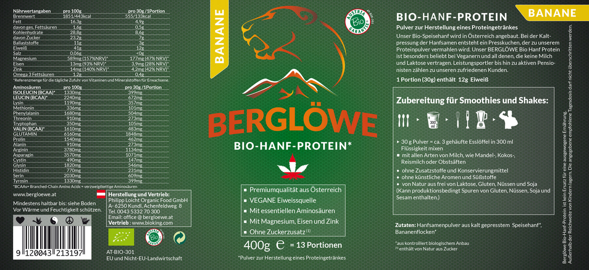 Bio Hanfprotein, Banane