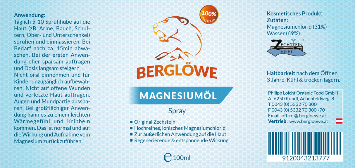 Berglöwe Original Zechstein Magnesiumöl Spray