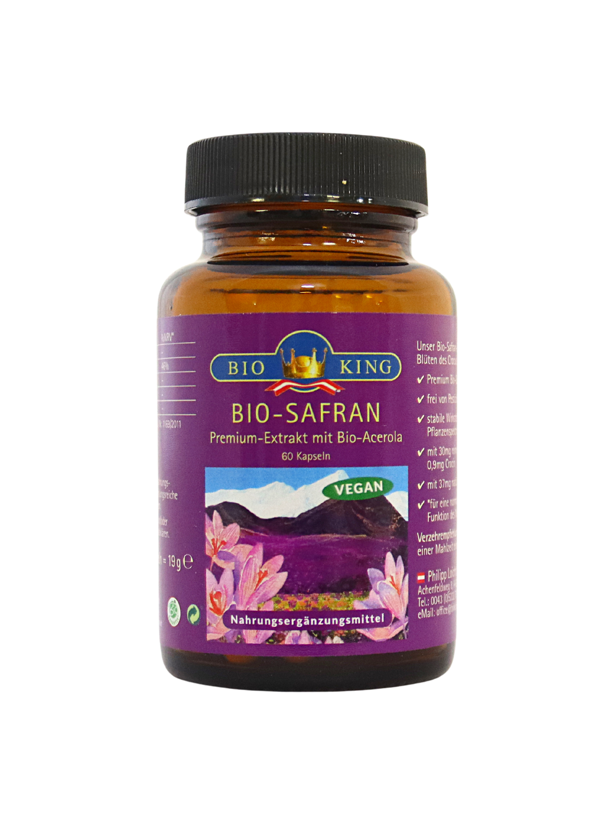 Bio Safran, Premium-Extrakt mit Bio-Acerola in 60 Kapseln